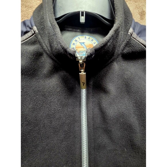 Tommy Bahama Mens Size Large Zip Up Fleece Jacket Black High Neck Pockets - Picture 11 of 14